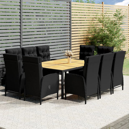 11 pcs conjunto de jantar para jardim vime PE preto - Leva - Me - Contigo