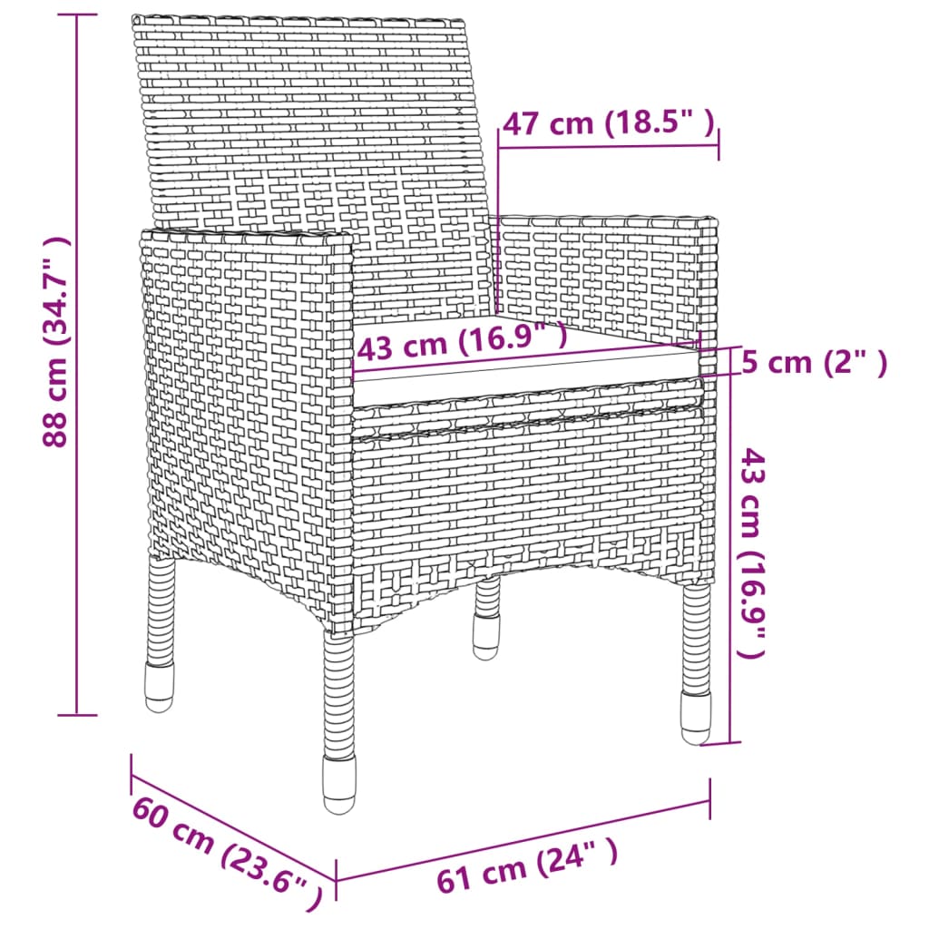 11 pcs conjunto jantar exterior c/ almofadões vime PE cinzento - Leva - Me - Contigo