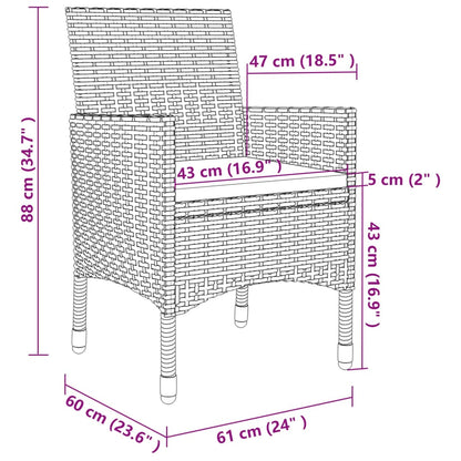 11 pcs conjunto jantar exterior c/ almofadões vime PE cinzento - Leva - Me - Contigo