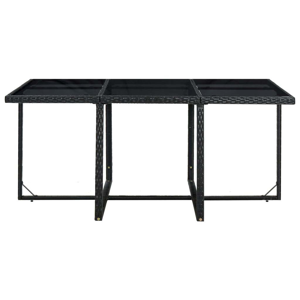 11 pcs conjunto jantar exterior com almofadões vime PE preto - Leva - Me - Contigo