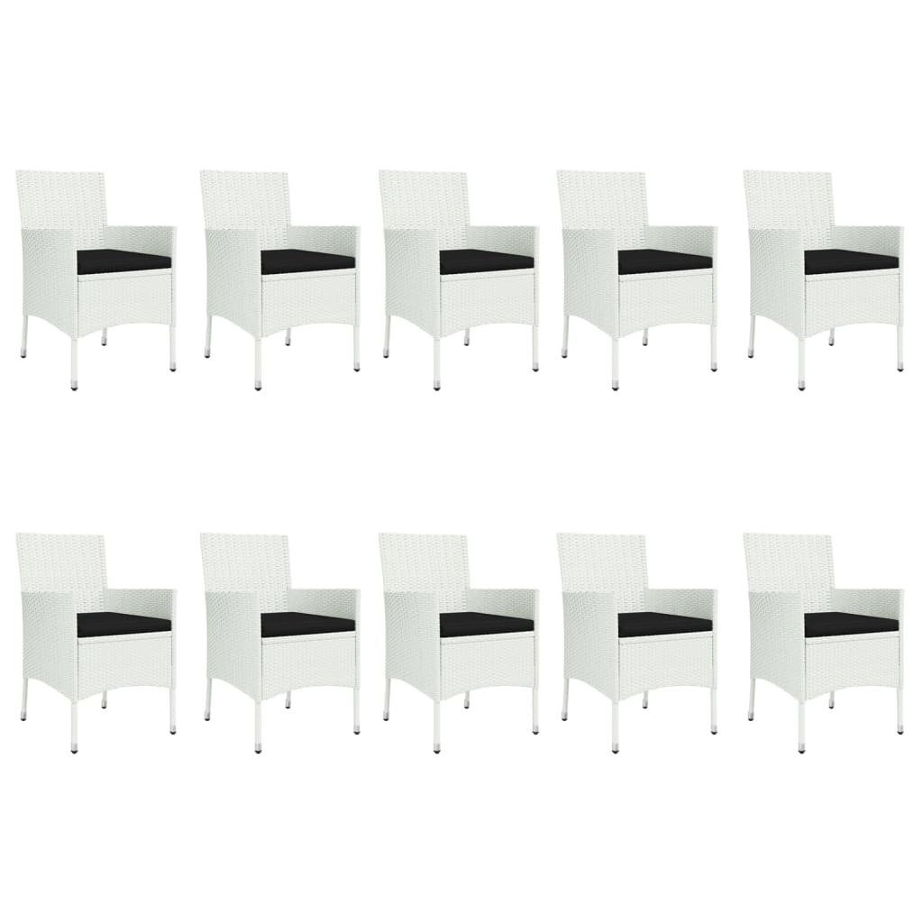 11 pcs conjunto jantar p/ jardim c/ almofadões vime PE branco - Leva - Me - Contigo