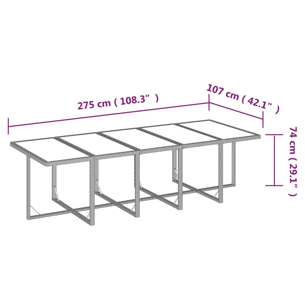 11 pcs conjunto jantar p/ jardim c/ almofadões vime PE preto - Leva - Me - Contigo