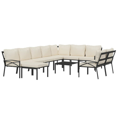 11 pcs conjunto lounge de jardim aço c/ almofadões areia - Leva - Me - Contigo