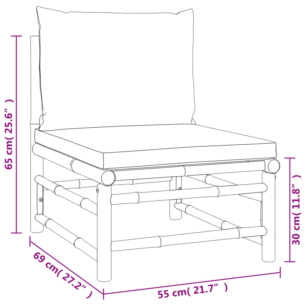 11 pcs conjunto lounge de jardim bambu c/ almofadões verdes - Leva - Me - Contigo