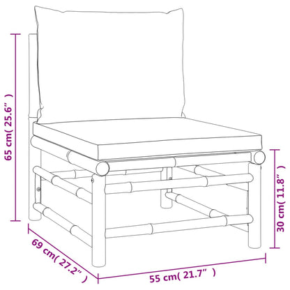 11 pcs conjunto lounge de jardim bambu c/ almofadões verdes - Leva - Me - Contigo