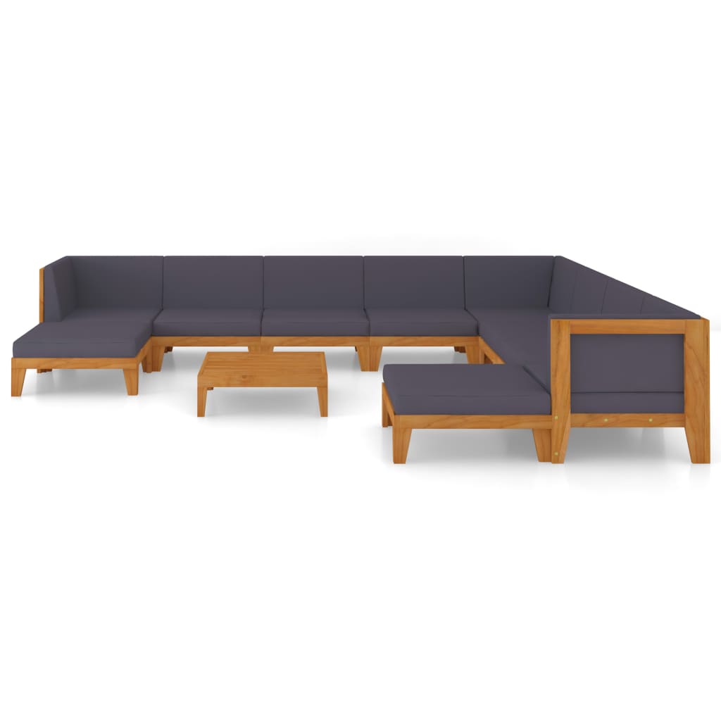 11 pcs conjunto lounge de jardim c/ almofadões acácia maciça - Leva - Me - Contigo