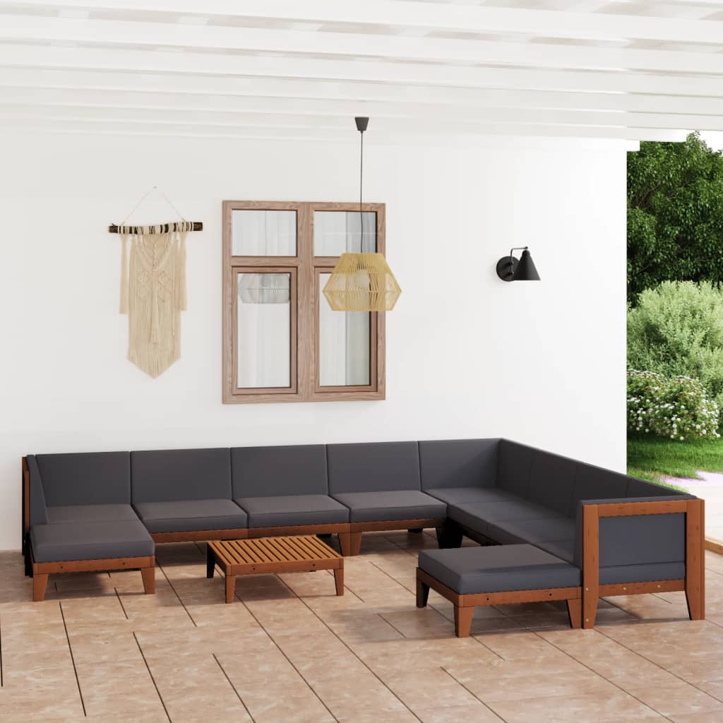 11 pcs conjunto lounge de jardim c/ almofadões acácia maciça - Leva - Me - Contigo