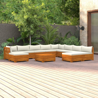 11 pcs conjunto lounge de jardim c/ almofadões acácia maciça - Leva - Me - Contigo