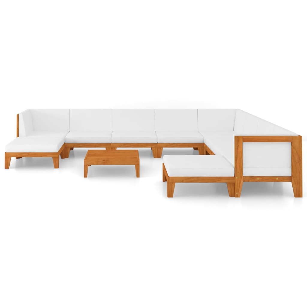 11 pcs conjunto lounge de jardim c/ almofadões acácia maciça - Leva - Me - Contigo