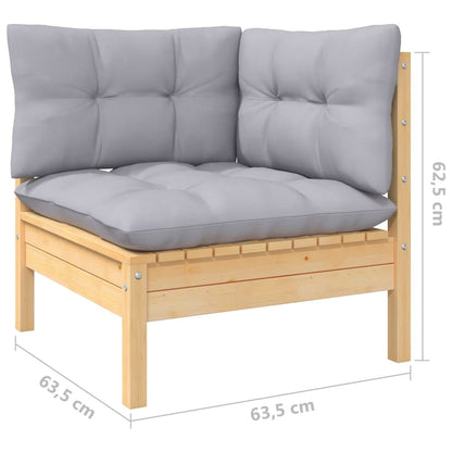 11 pcs conjunto lounge de jardim c/ almofadões cinzentos pinho - Leva - Me - Contigo