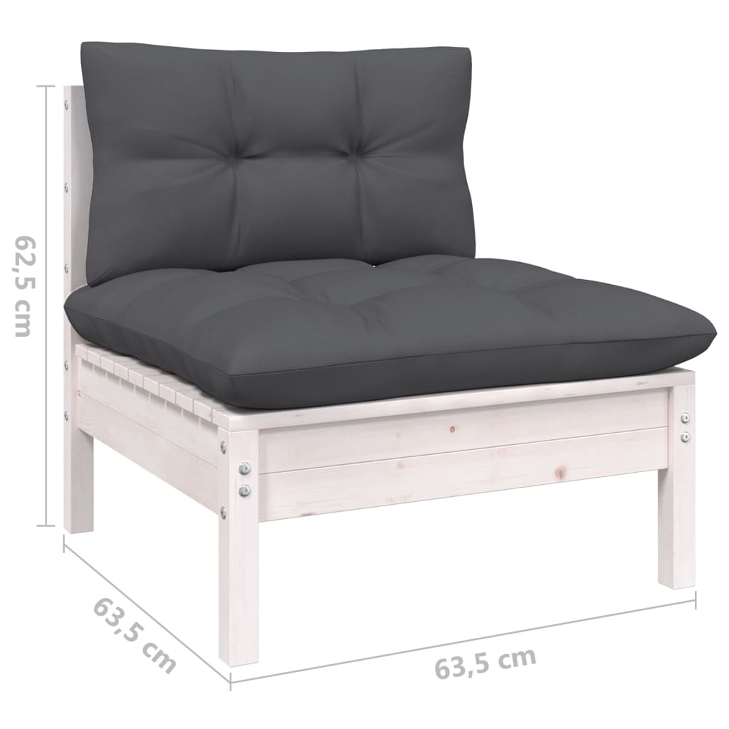 11 pcs conjunto lounge de jardim c/ almofadões pinho branco - Leva - Me - Contigo