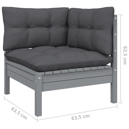 11 pcs conjunto lounge de jardim c/ almofadões pinho cinza - Leva - Me - Contigo