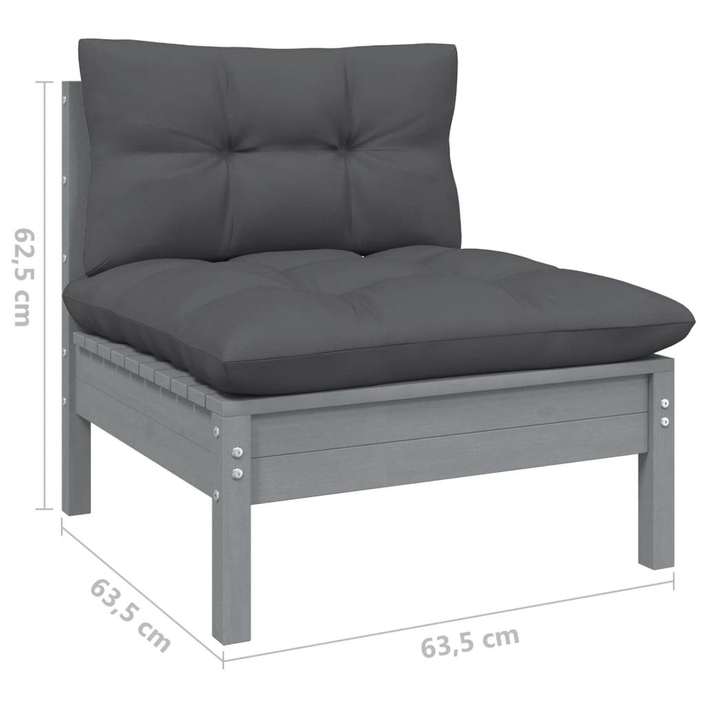 11 pcs conjunto lounge de jardim c/ almofadões pinho cinza - Leva - Me - Contigo