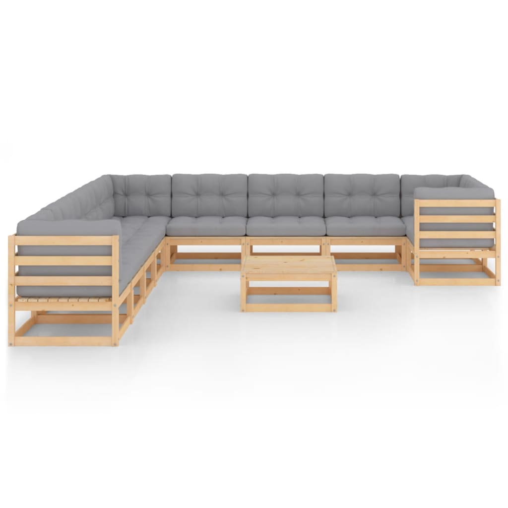 11 pcs conjunto lounge de jardim c/ almofadões pinho maciço - Leva - Me - Contigo