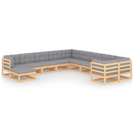 11 pcs conjunto lounge de jardim c/ almofadões pinho maciço - Leva - Me - Contigo