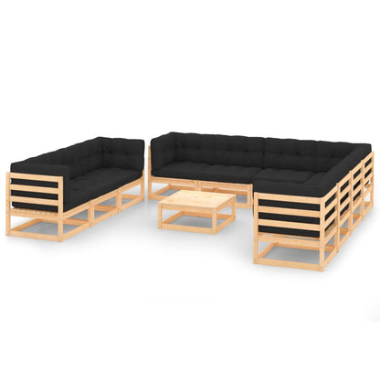 11 pcs conjunto lounge de jardim c/ almofadões pinho maciço - Leva - Me - Contigo