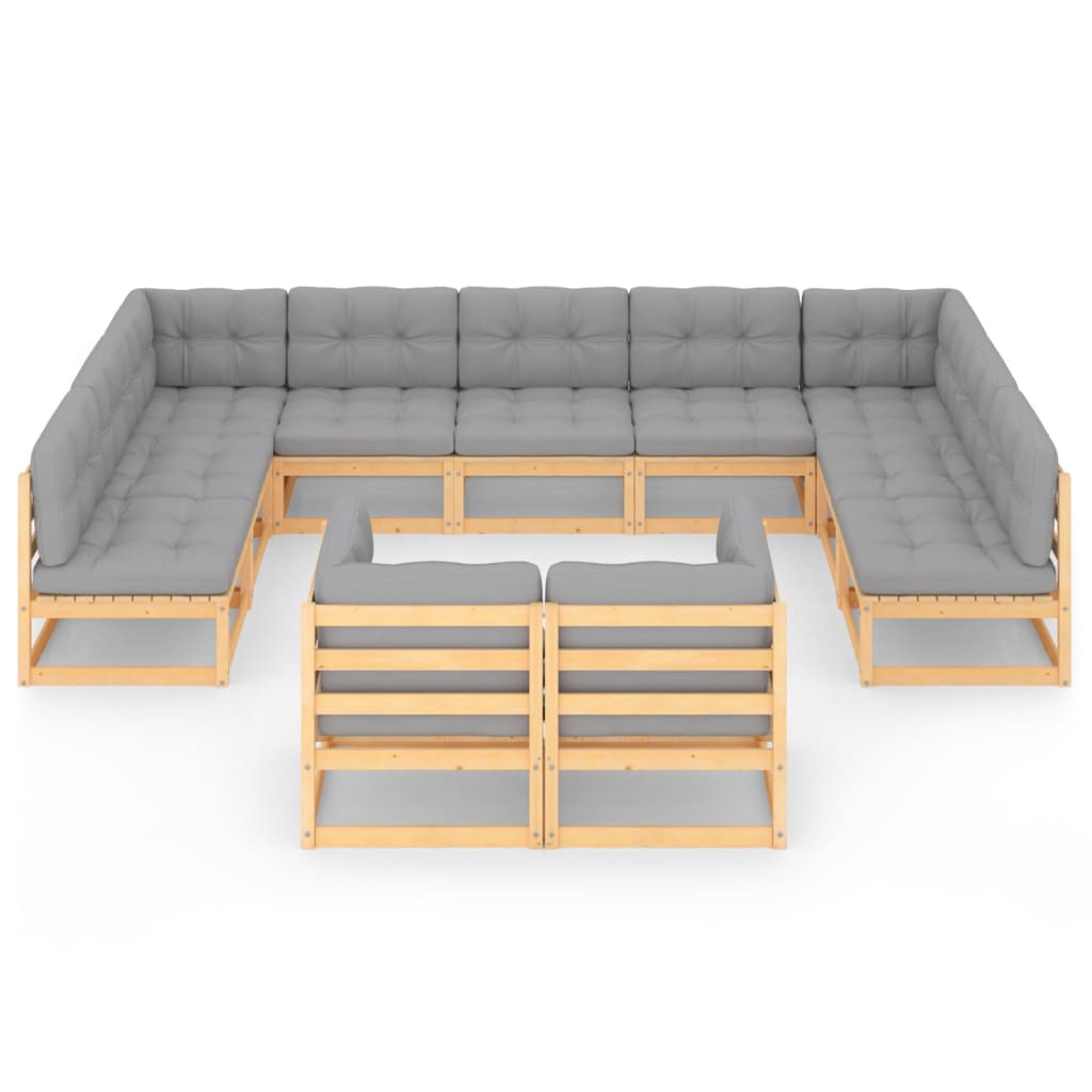 11 pcs conjunto lounge de jardim c/ almofadões pinho maciço - Leva - Me - Contigo