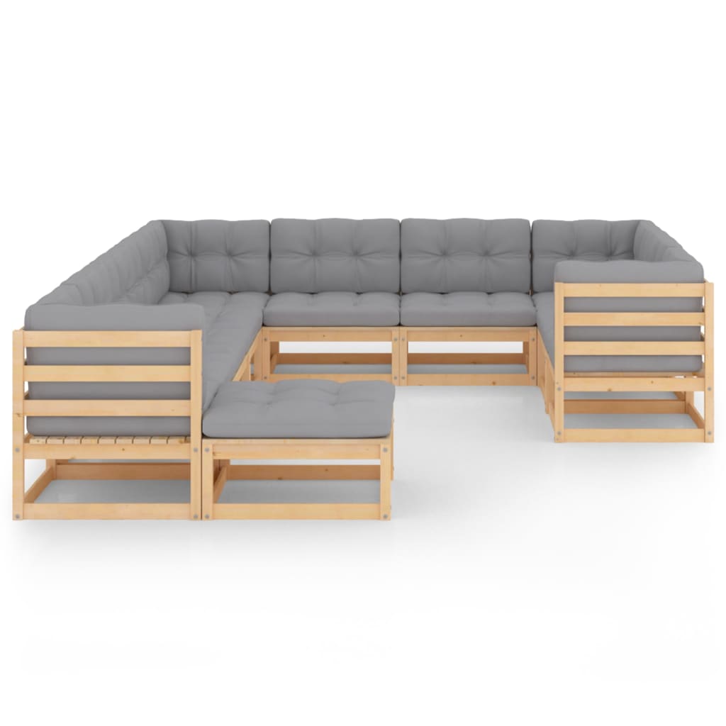 11 pcs conjunto lounge de jardim c/ almofadões pinho maciço - Leva - Me - Contigo