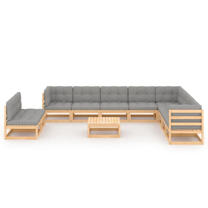 11 pcs conjunto lounge de jardim c/ almofadões pinho maciço - Leva - Me - Contigo