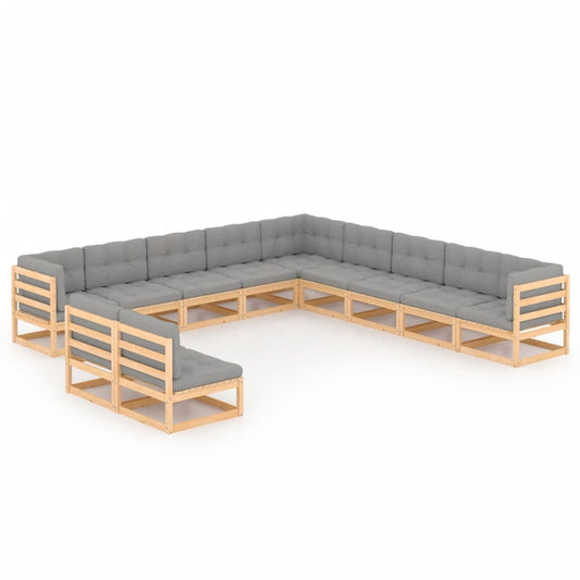 11 pcs conjunto lounge de jardim c/ almofadões pinho maciço - Leva - Me - Contigo