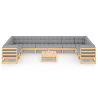 11 pcs conjunto lounge de jardim c/ almofadões pinho maciço - Leva - Me - Contigo