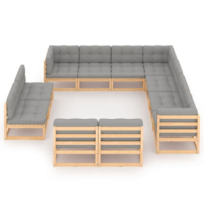 11 pcs conjunto lounge de jardim c/ almofadões pinho maciço - Leva - Me - Contigo