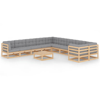 11 pcs conjunto lounge de jardim c/ almofadões pinho maciço - Leva - Me - Contigo