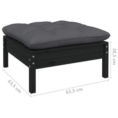 11 pcs conjunto lounge de jardim c/ almofadões pinho preto - Leva - Me - Contigo