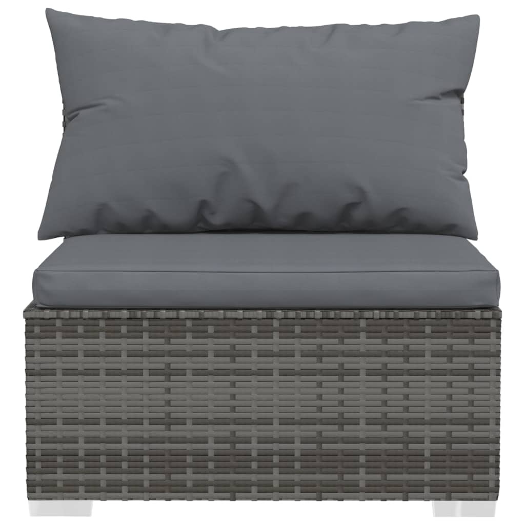 11 pcs conjunto lounge de jardim c/ almofadões vime PE cinzento - Leva - Me - Contigo