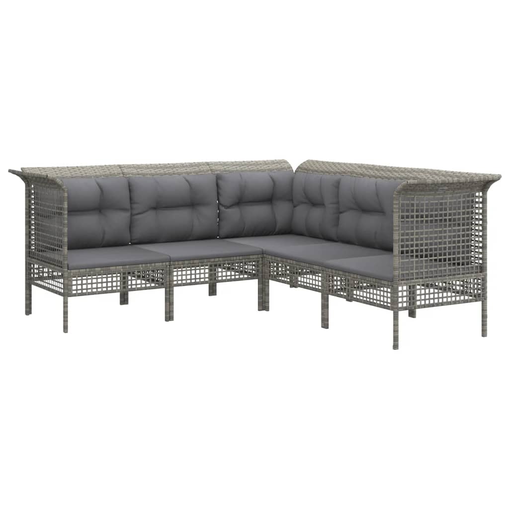 11 pcs conjunto lounge de jardim c/ almofadões vime PE cinzento - Leva - Me - Contigo