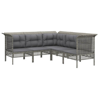 11 pcs conjunto lounge de jardim c/ almofadões vime PE cinzento - Leva - Me - Contigo