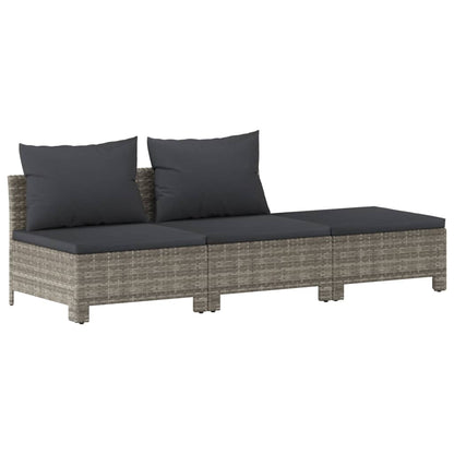 11 pcs conjunto lounge de jardim c/ almofadões vime PE cinzento - Leva - Me - Contigo