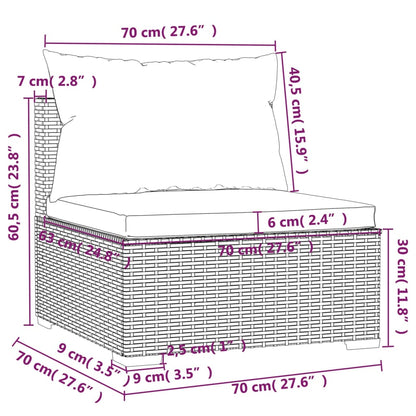 11 pcs conjunto lounge de jardim c/ almofadões vime PE cinzento - Leva - Me - Contigo