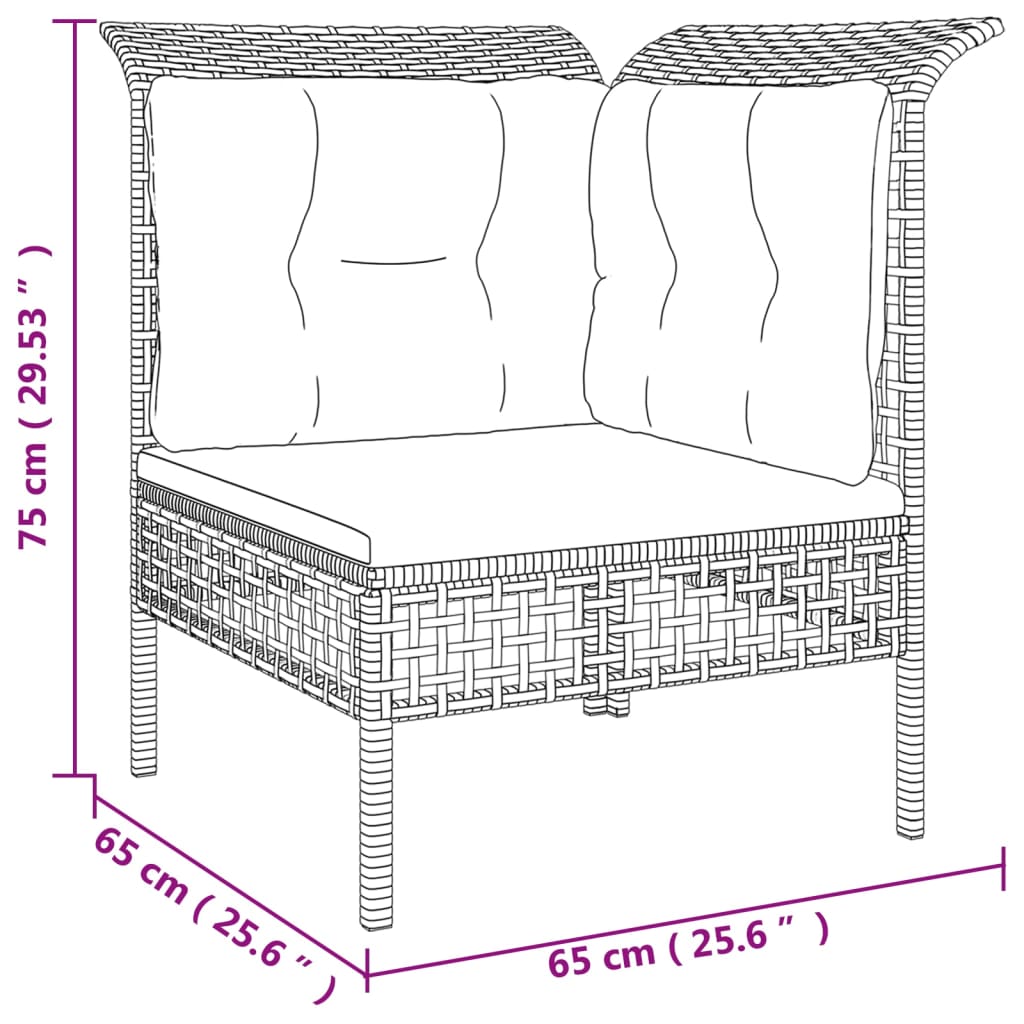 11 pcs conjunto lounge de jardim c/ almofadões vime PE cinzento - Leva - Me - Contigo