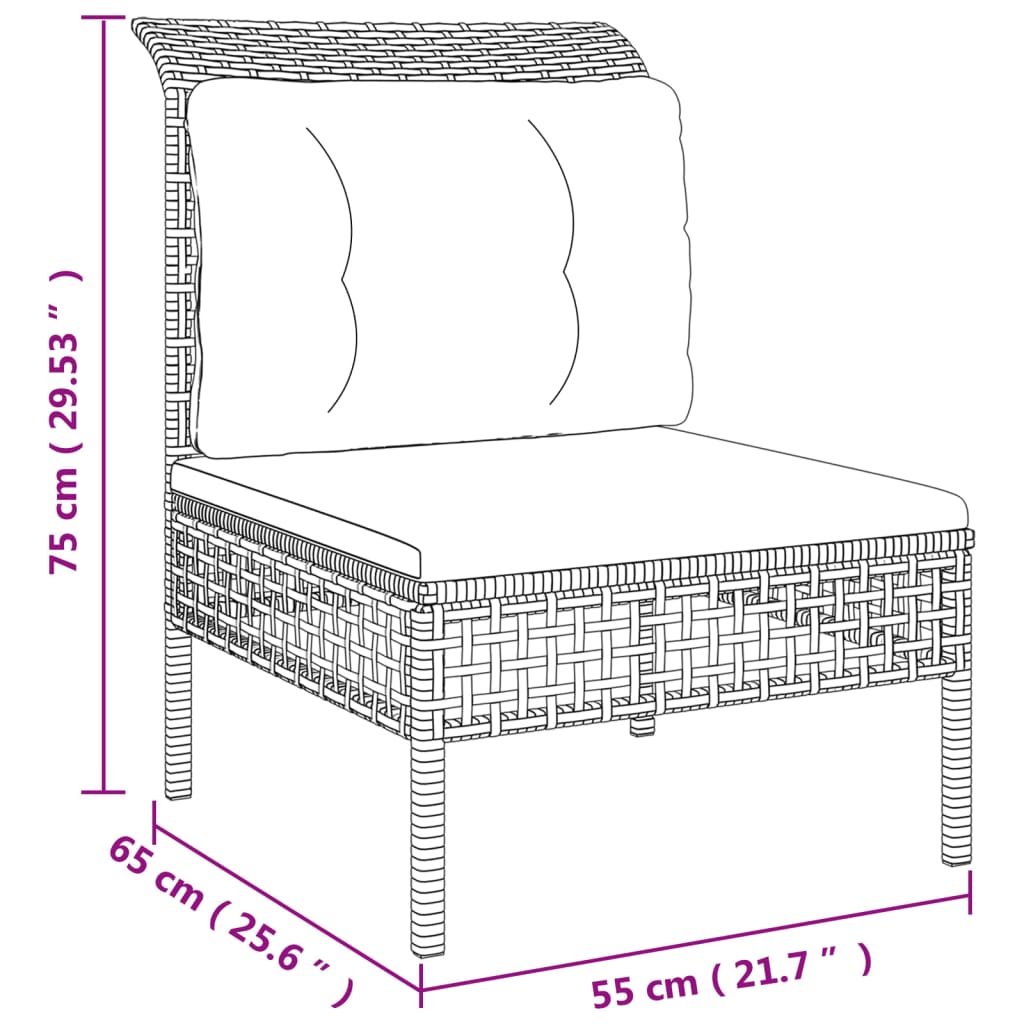 11 pcs conjunto lounge de jardim c/ almofadões vime PE cinzento - Leva - Me - Contigo