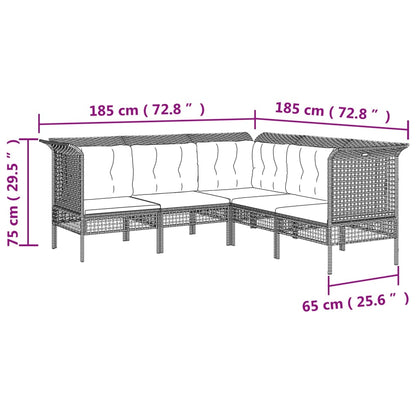 11 pcs conjunto lounge de jardim c/ almofadões vime PE cinzento - Leva - Me - Contigo