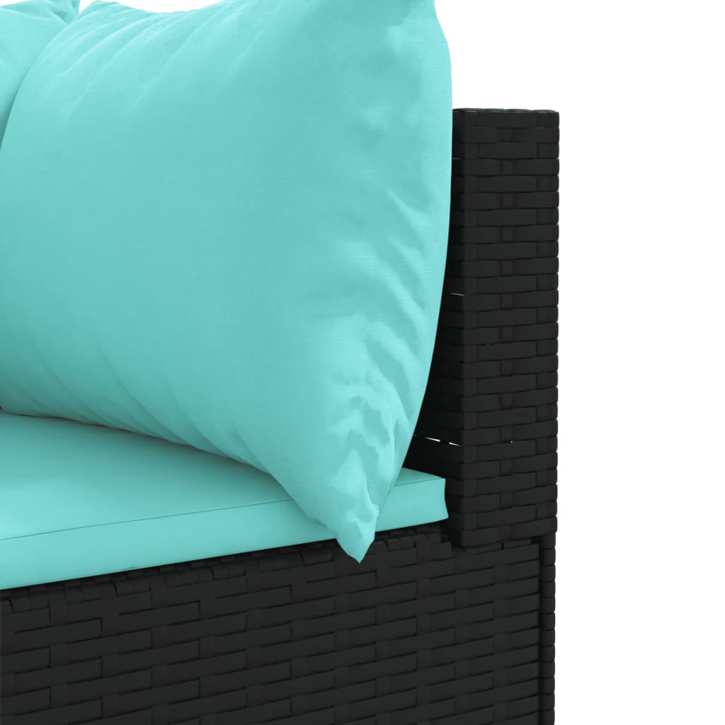 11 pcs conjunto lounge de jardim c/ almofadões vime PE preto - Leva - Me - Contigo