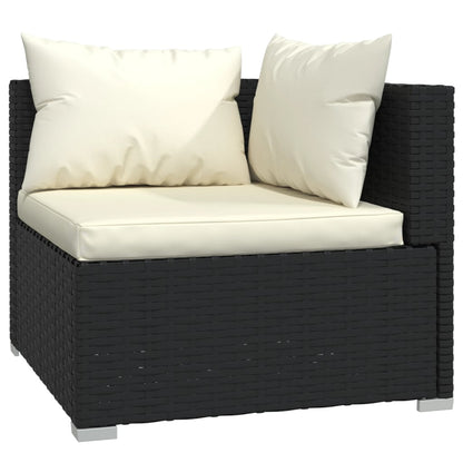 11 pcs conjunto lounge de jardim c/ almofadões vime PE preto - Leva - Me - Contigo