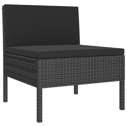 11 pcs conjunto lounge de jardim c/ almofadões vime PE preto - Leva - Me - Contigo