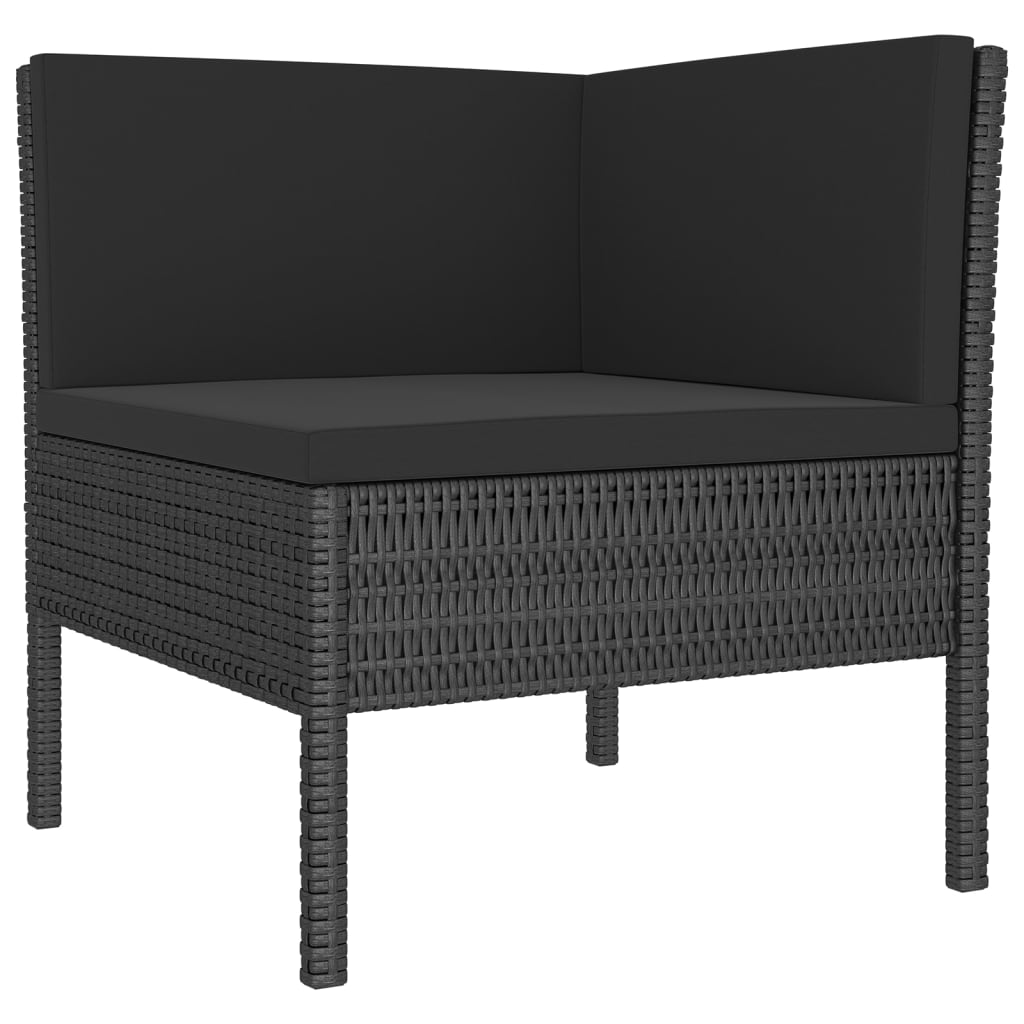 11 pcs conjunto lounge de jardim c/ almofadões vime PE preto - Leva - Me - Contigo