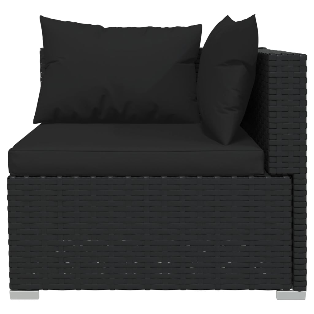 11 pcs conjunto lounge de jardim c/ almofadões vime PE preto - Leva - Me - Contigo