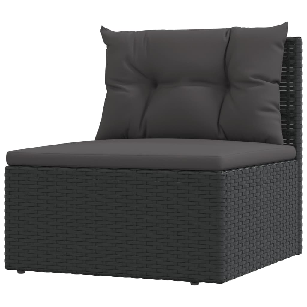 11 pcs conjunto lounge de jardim c/ almofadões vime PE preto - Leva - Me - Contigo