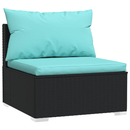 11 pcs conjunto lounge de jardim c/ almofadões vime PE preto - Leva - Me - Contigo