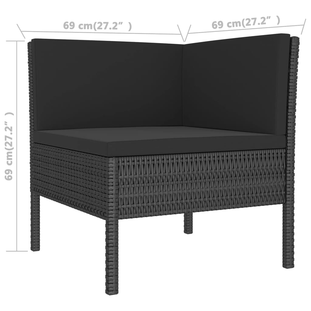 11 pcs conjunto lounge de jardim c/ almofadões vime PE preto - Leva - Me - Contigo