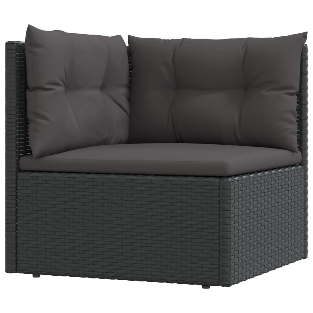 11 pcs conjunto lounge de jardim c/ almofadões vime PE preto - Leva - Me - Contigo