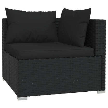 11 pcs conjunto lounge de jardim c/ almofadões vime PE preto - Leva - Me - Contigo