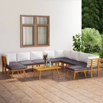 11 pcs conjunto lounge de jardim com almofadões acácia maciça - Leva - Me - Contigo