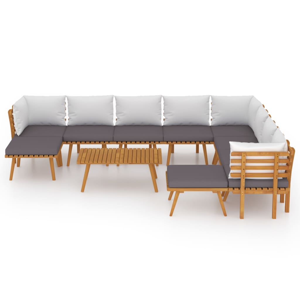 11 pcs conjunto lounge de jardim com almofadões acácia maciça - Leva - Me - Contigo