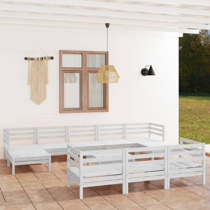 11 pcs conjunto lounge de jardim pinho maciço branco - Leva - Me - Contigo