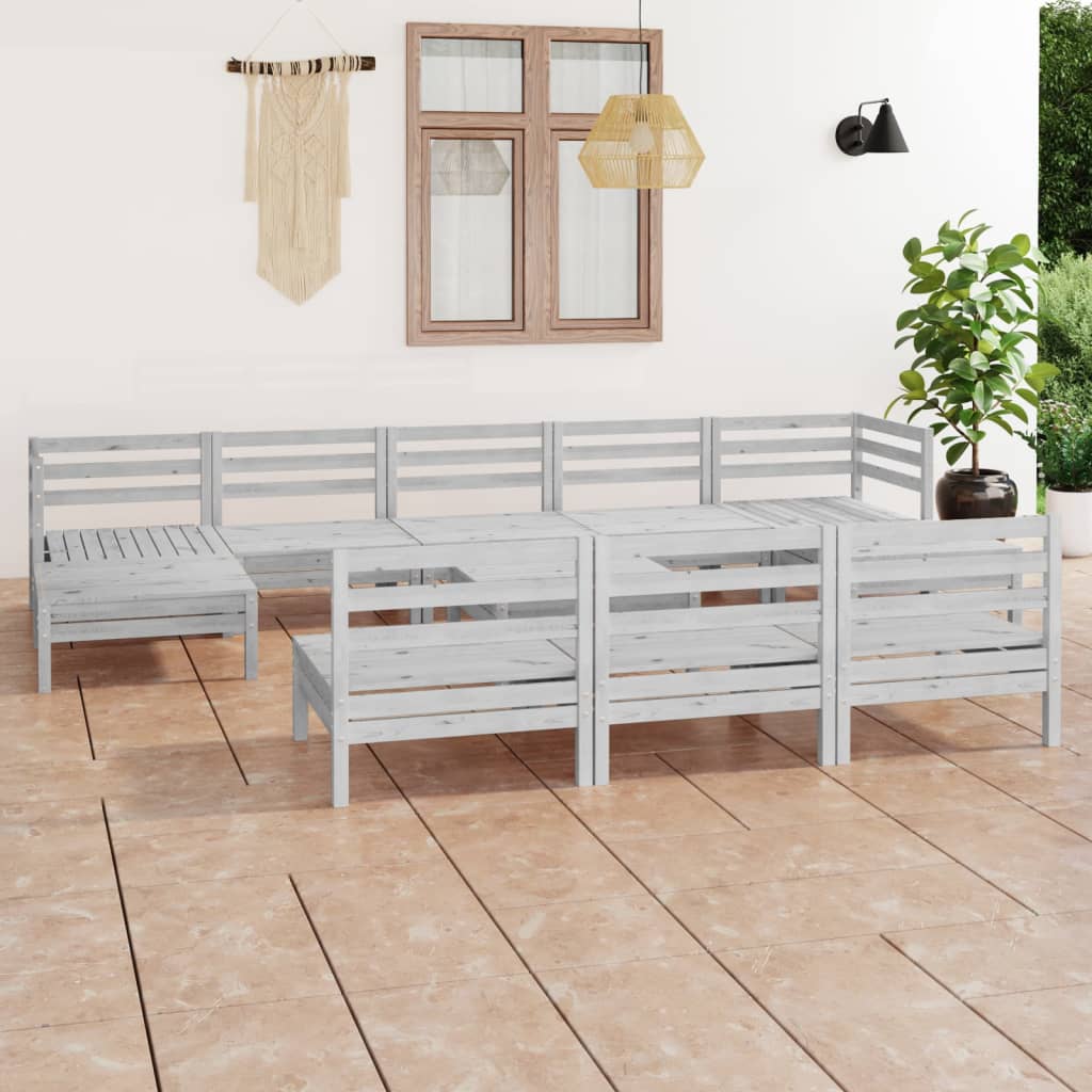 11 pcs conjunto lounge de jardim pinho maciço branco - Leva - Me - Contigo